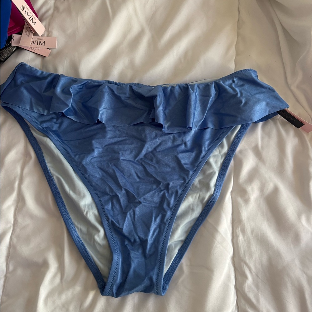 Victoria's Secret Blue Ruffled Bikini Bottom XXL